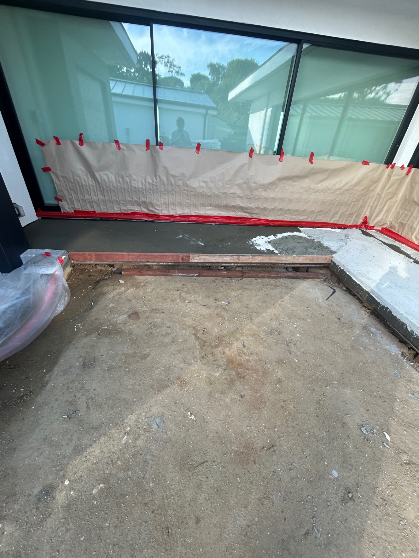 Waterproof membrane applied to exterior wall
